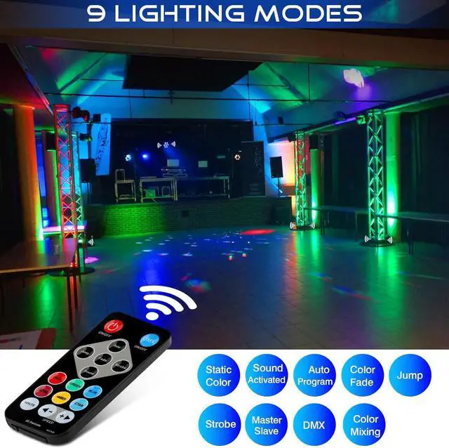 Alt view image 2 of 7 - LED Par Stage Light - RGBWA 70W 7LED Stage Par Light Sound Activated Auto Play by Remote & DMX Control Uplighting for Events Birthday Wedding Party Church Music Live Show Concert DJ Lighting