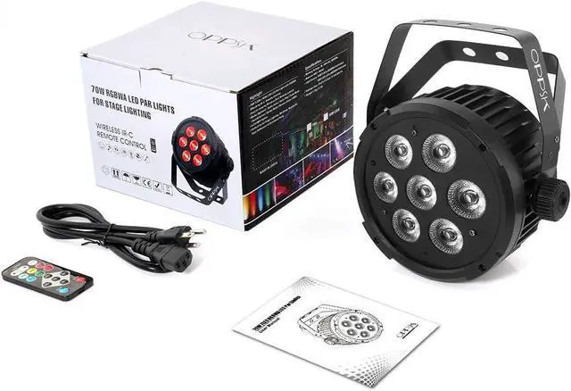 Alt view image 7 of 7 - LED Par Stage Light - RGBWA 70W 7LED Stage Par Light Sound Activated Auto Play by Remote & DMX Control Uplighting for Events Birthday Wedding Party Church Music Live Show Concert DJ Lighting