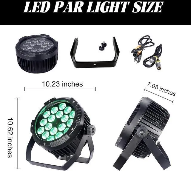 Alt view image 5 of 7 - LED Par Lights 18x12W Outdoor Waterproof Stage Light RGBW 4-in-1 DMX Control for Events DJ Disco Festival Wedding Party Outdoor Stage Lighting