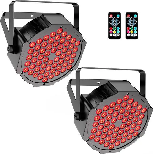 Main image of RGB LED Par Stage Lights: 90W Brightness Adjustable - Remote DMX Control - Sound Activated Music Sync - Par Can Lights Great for DJ Wedding Party Church Mobile Gig Show Club Band Performance - 2 Pack