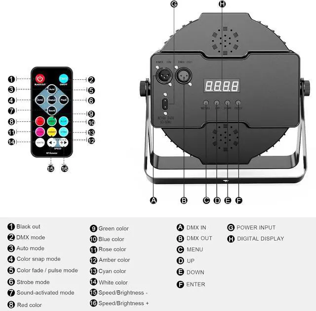 Alt view image 3 of 7 - RGB LED Par Stage Lights: 90W Brightness Adjustable - Remote DMX Control - Sound Activated Music Sync - Par Can Lights Great for DJ Wedding Party Church Mobile Gig Show Club Band Performance - 2 Pack