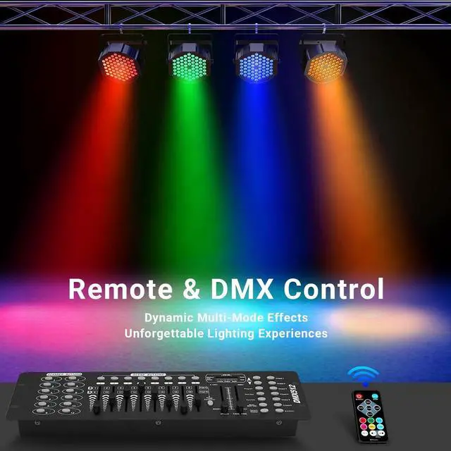 Alt view image 5 of 7 - RGB LED Par Stage Lights: 90W Brightness Adjustable - Remote DMX Control - Sound Activated Music Sync - Par Can Lights Great for DJ Wedding Party Church Mobile Gig Show Club Band Performance - 2 Pack