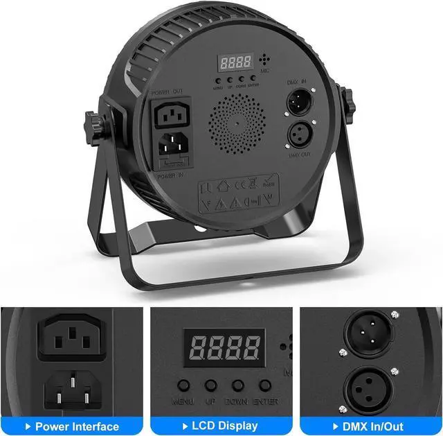 Alt view image 4 of 7 - RGBW 4-in-1 LED Par Lights, 80W Stage Lights with 0-100% Dimmer Professional DMX Control Sound Activated Auto,  Stage Uplighting for Events DJ Disco Wedding Party 8Packs
