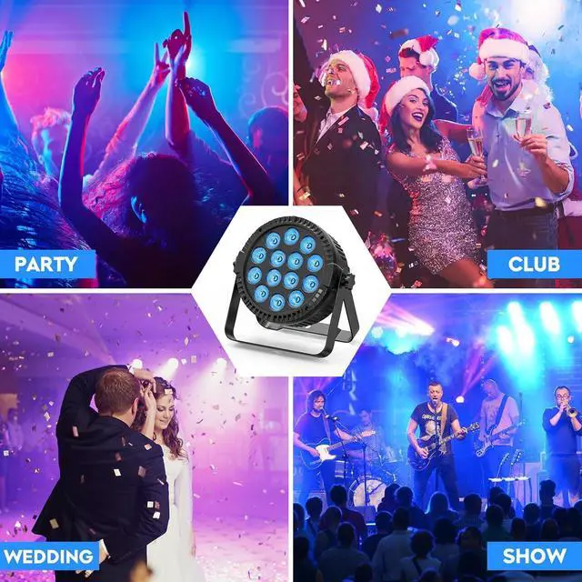 Alt view image 7 of 7 - RGBW 4-in-1 LED Par Lights, 80W Stage Lights with 0-100% Dimmer Professional DMX Control Sound Activated Auto,  Stage Uplighting for Events DJ Disco Wedding Party 8Packs