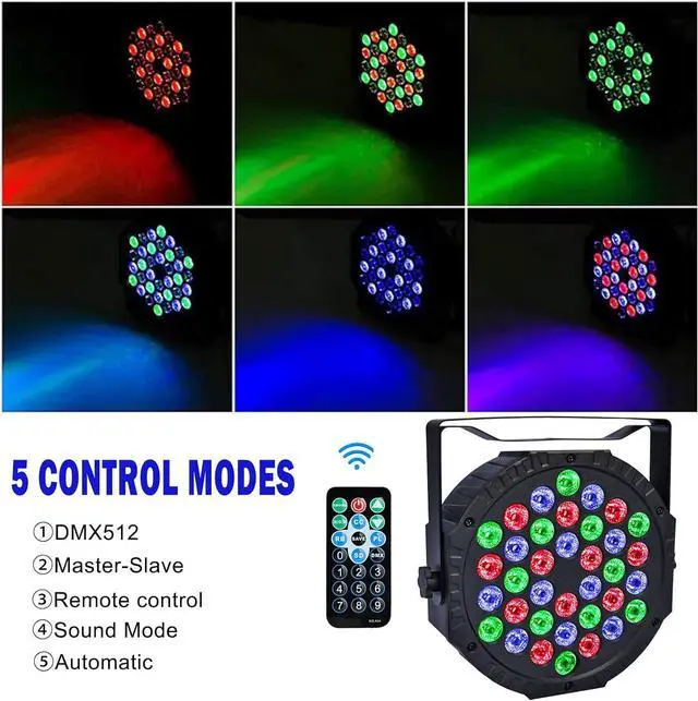 Alt view image 2 of 7 - Stage Lights DJ Lights 36LED Par Lights - 4 Pack RGB Party Lights Uplights with Sound Activated Remote Control Stage Lighting for Disco Wedding Club Ba Christmas Party Lighting Outdoor