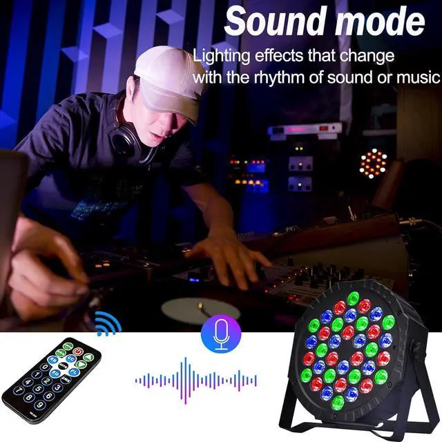 Alt view image 5 of 7 - Stage Lights DJ Lights 36LED Par Lights - 4 Pack RGB Party Lights Uplights with Sound Activated Remote Control Stage Lighting for Disco Wedding Club Ba Christmas Party Lighting Outdoor