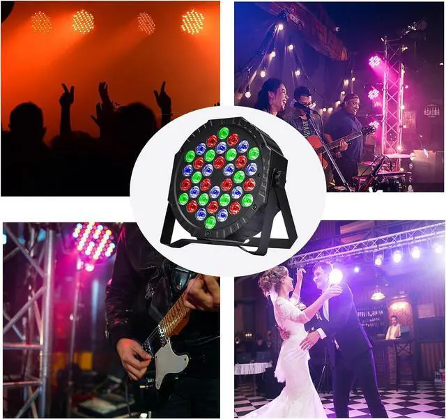 Alt view image 6 of 7 - Stage Lights DJ Lights 36LED Par Lights - 4 Pack RGB Party Lights Uplights with Sound Activated Remote Control Stage Lighting for Disco Wedding Club Ba Christmas Party Lighting Outdoor