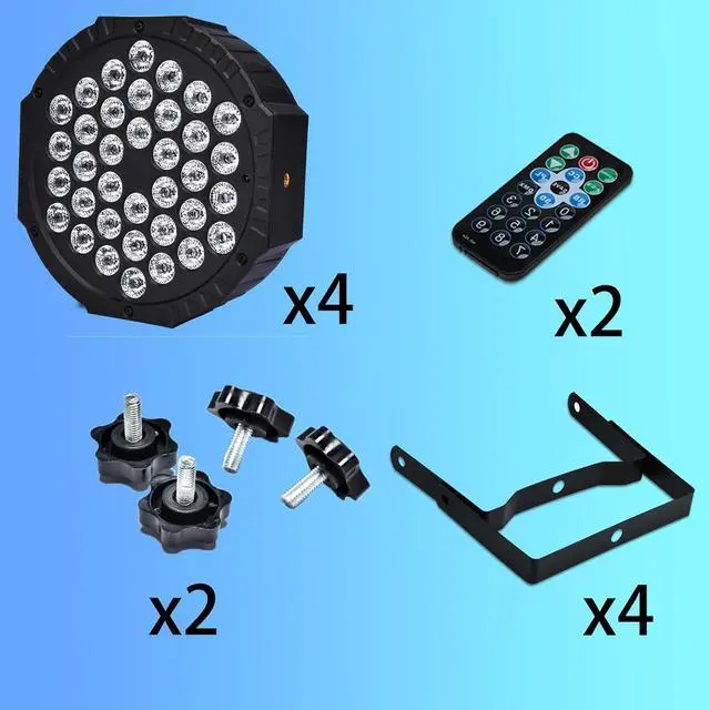Alt view image 7 of 7 - Stage Lights DJ Lights 36LED Par Lights - 4 Pack RGB Party Lights Uplights with Sound Activated Remote Control Stage Lighting for Disco Wedding Club Ba Christmas Party Lighting Outdoor