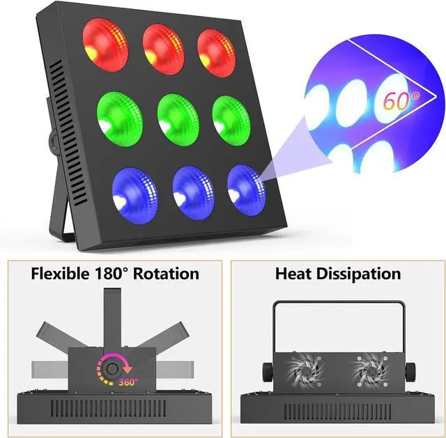 Alt view image 3 of 6 - Stage Wall Wash Lights Bar,120W LED RGBW Rectangular Dj Par Light Bar 4/6/9/36/38CH DMX Control Auto Play Sound Activated Strobe Lights for Parties Halloween Wedding Disco Dance Church Birthday