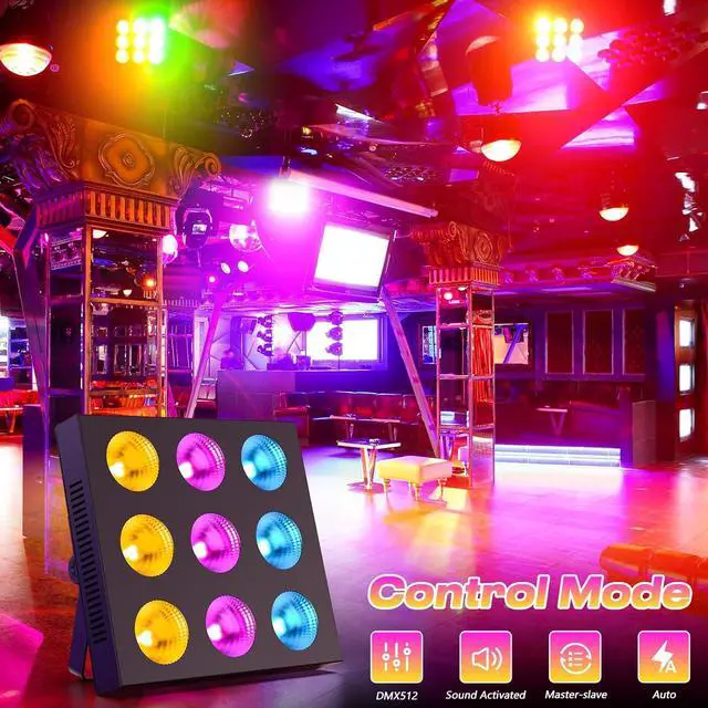 Alt view image 2 of 6 - Stage Wall Wash Lights Bar,120W LED RGBW Rectangular Dj Par Light Bar 4/6/9/36/38CH DMX Control Auto Play Sound Activated Strobe Lights for Parties Halloween Wedding Disco Dance Church Birthday