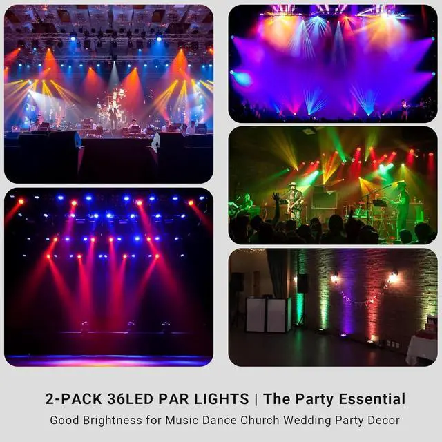 Alt view image 6 of 7 - Stage Par Lights Battery Powered - RGB 36W Rechargeable Par Light 2 Pack Sound Activated Auto Play by Remote DMX Control Uplights for Event Wedding Birthday Party Church Dance Show Stage Lighting