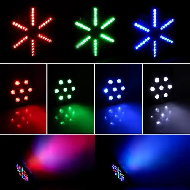 Alt view image 3 of 7 - LED Par Stage Lights 2Pack - RGBW DJ Par Light with Color Mixing Strobe Sound Activated by Remote and DMX Control for Wedding Church Birthday Party Band Events Club