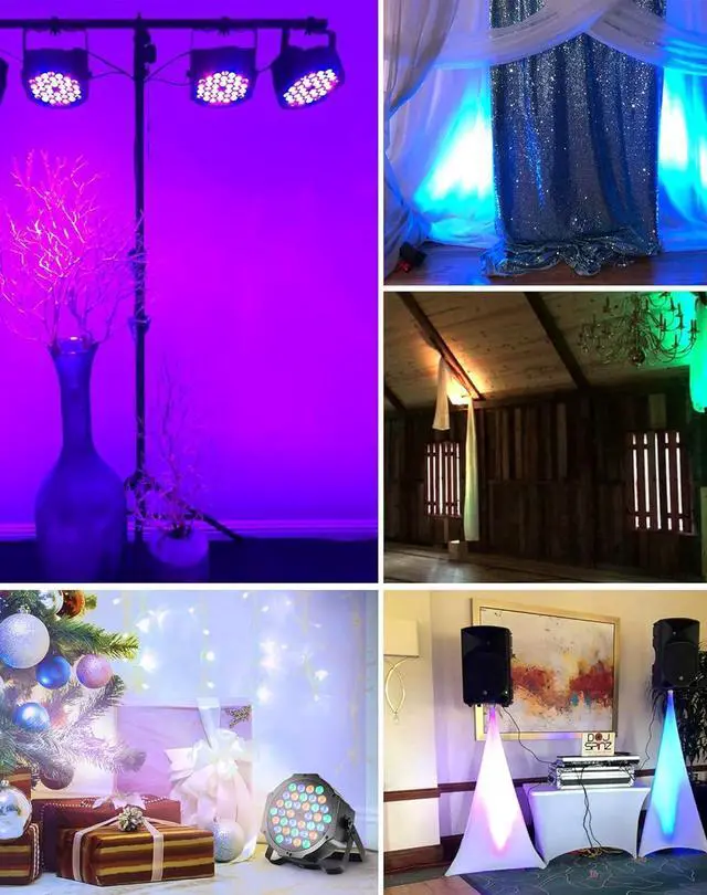Alt view image 3 of 7 - 36 LED Stage Lights RGB DJ LED Par Light Remote & DMX Controlled Sound Activated Auto Play Uplighting for Wedding Birthday Christmas Holiday Music Show Dance Party Stage Lighting-4 Pack