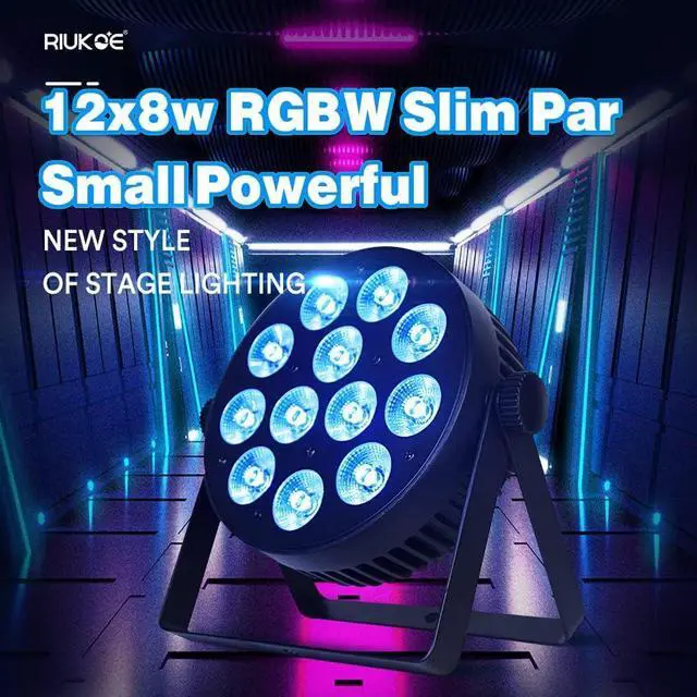 Alt view image 3 of 7 - Stage Light Led Par Aluminum Cast Fanless Accent Light DMX RGBW 96W Dj Lights Sound Activated Powerful SlimPAR Led Wash Uplighting for Church,Wedding,Clubs,Theater