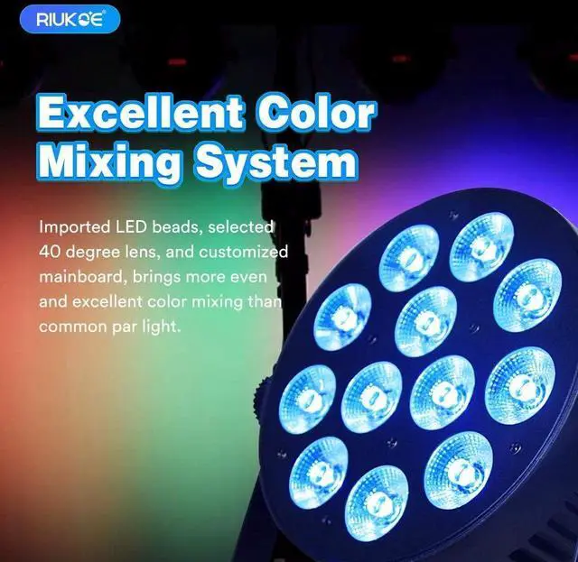 Alt view image 4 of 7 - Stage Light Led Par Aluminum Cast Fanless Accent Light DMX RGBW 96W Dj Lights Sound Activated Powerful SlimPAR Led Wash Uplighting for Church,Wedding,Clubs,Theater