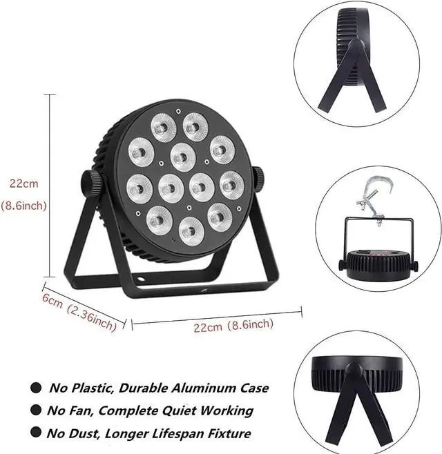 Alt view image 5 of 7 - Stage Light Led Par Aluminum Cast Fanless Accent Light DMX RGBW 96W Dj Lights Sound Activated Powerful SlimPAR Led Wash Uplighting for Church,Wedding,Clubs,Theater