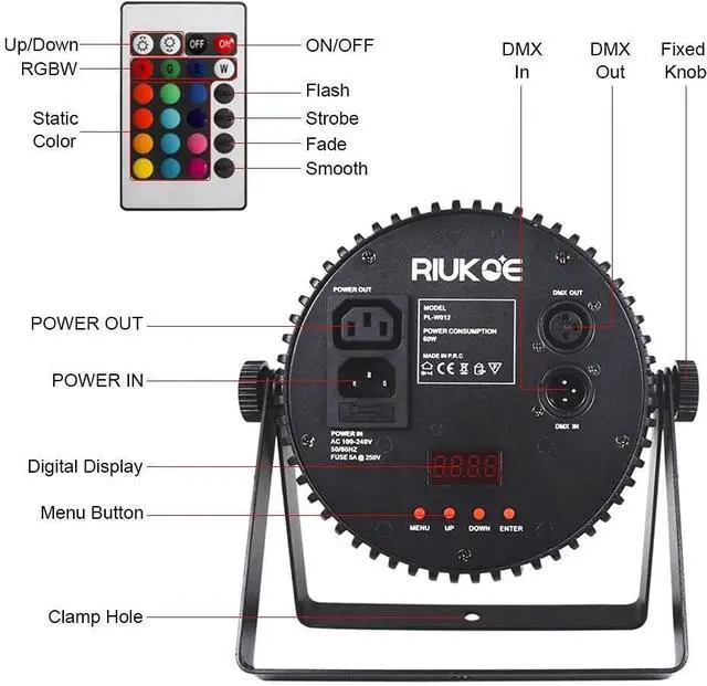 Alt view image 6 of 7 - Stage Light Led Par Aluminum Cast Fanless Accent Light DMX RGBW 96W Dj Lights Sound Activated Powerful SlimPAR Led Wash Uplighting for Church,Wedding,Clubs,Theater