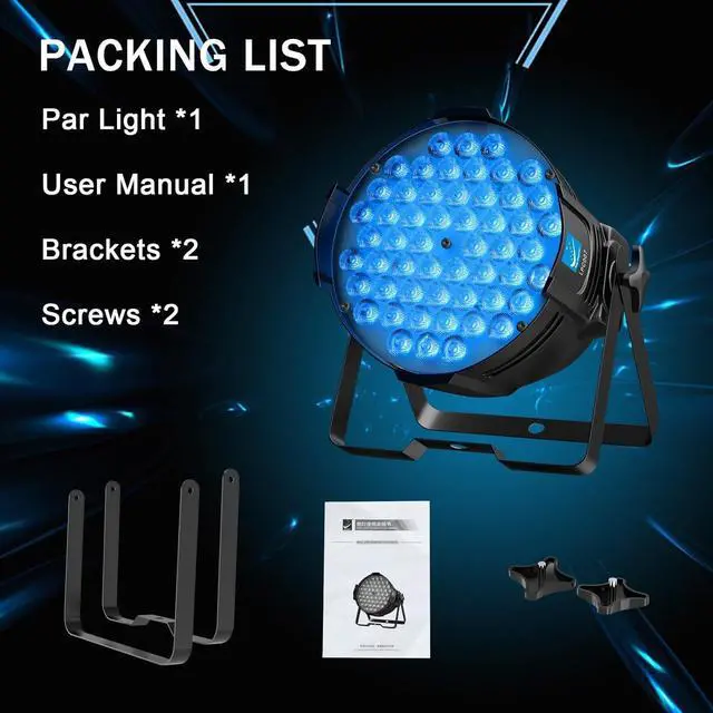 Alt view image 7 of 7 - DJ Stage Lights Sound Activated DMX Multi-Color 54x3W RGB LED Par Lights for Concert, Parties, Band, Events, Wedding, Club, Church Stage Lighting (1 Pack)