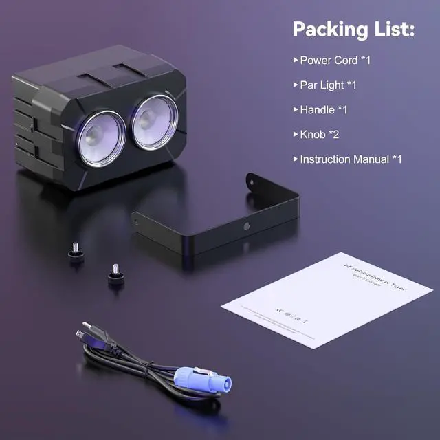 Alt view image 6 of 7 - 180W COB Stage Light, RGBW 4IN1 2-Eyes LED Par Can, Audience Casting DMX512 & Sound-Activated COB Par Lights, Blinder Stage Lights for DJ Party Wedding Bar Club Events