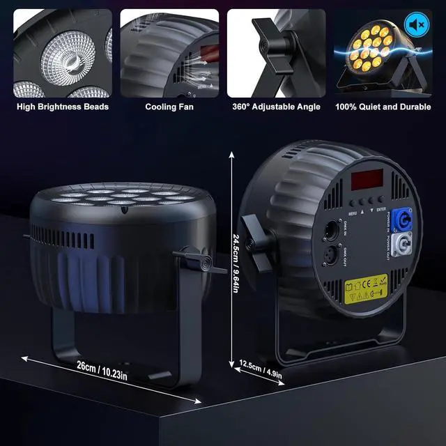 Alt view image 6 of 7 - Par Lights RGBW 4in1 14X18W LED Stage Lighting Aluminum Strobe Stage Light DMX512 Uplights with Sound Activated Party Lights for Church DJ Disco Club Wedding Concerts Christmas