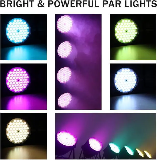 Alt view image 2 of 7 - DJ Stage Lights Sound Activated DMX Multi-Color 54x3W RGB LED Par Lights for Concert, Parties, Band, Events, Wedding, Club, Church Stage Lighting (1 Pack)