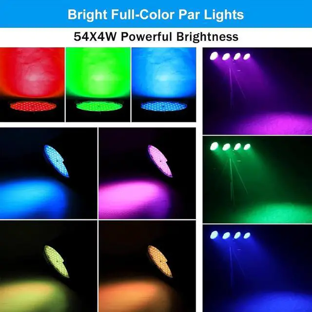 Alt view image 4 of 7 - Stage Par Lights 54 LED*4W DJ Light DMX & RDM Sound Activated Party Lights RGB Wash Light Disco Spotlight for Events, Church, Wedding, Theatre, Club, Gigs