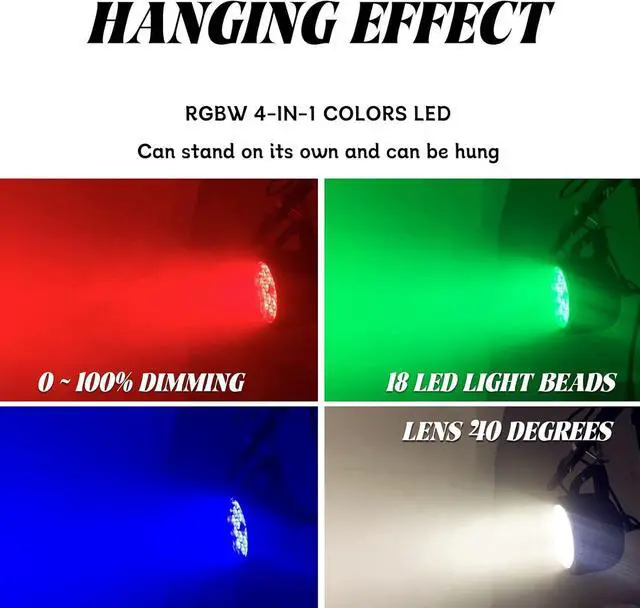 Alt view image 7 of 7 - LED Par Lights 18x12W Outdoor Waterproof Stage Light RGBW 4-in-1 DMX Control for Events DJ Disco Festival Wedding Party Outdoor Stage Lighting