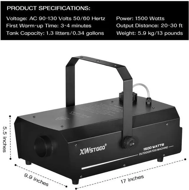 Alt view image 5 of 7 - Smoke Machine 1500W with DMX, Wireless Remote, and Timer  Professional Outdoor Waterproof Fog Machine for Stage DJs, Halloween, Parties, Concerts, and Events