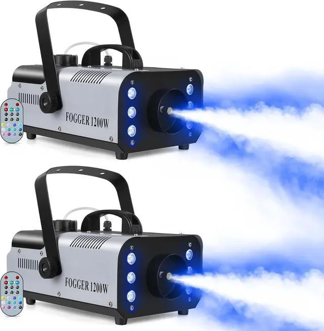 Main image of 1200W RGB Fog Machine, 6 Colorful LED Lights for Smoke Machine Indoor/Outdoor Use, Perfect for Parties, Weddings, and Stage Effects 2PC
