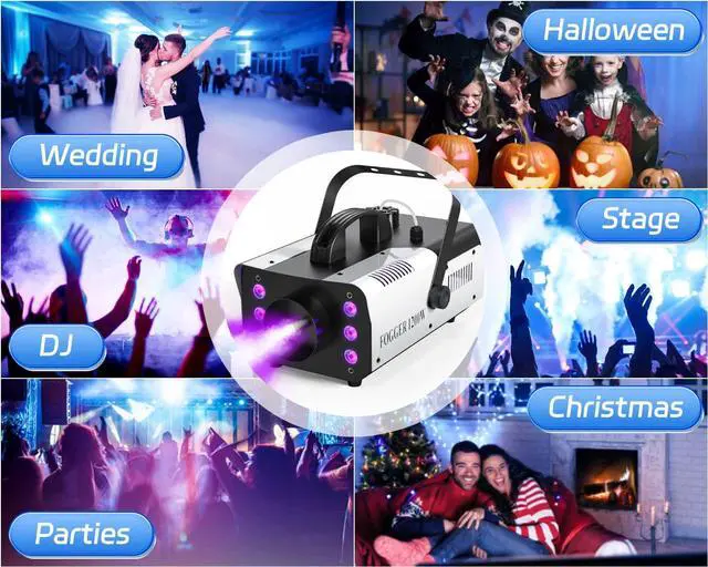 Alt view image 5 of 7 - 1200W RGB Fog Machine, 6 Colorful LED Lights for Smoke Machine Indoor/Outdoor Use, Perfect for Parties, Weddings, and Stage Effects 2PC