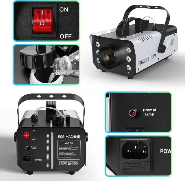 Alt view image 6 of 7 - 1200W RGB Fog Machine, 6 Colorful LED Lights for Smoke Machine Indoor/Outdoor Use, Perfect for Parties, Weddings, and Stage Effects 2PC