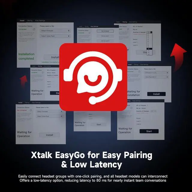 Alt view image 5 of 7 - XTalk X5 Wireless Intercom Headset 2.4GHz Full Duplex Random Master Device Design for Team Communication,Movie Shoot,Live Show Stage Performance (5PCS)