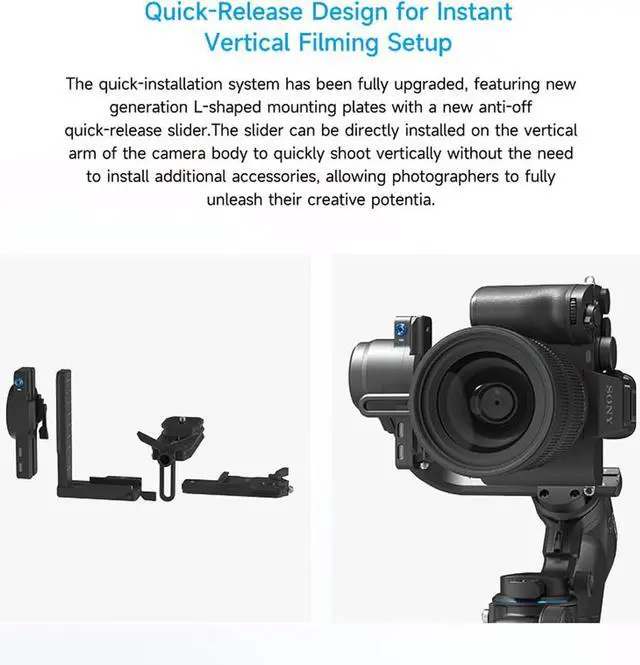 Alt view image 3 of 7 - SCORP 2 KIT Gimbal Stabilizer for DSLR and Mirrorless Camera,Built-in AI Tracking,3-Axis Gimbal for Sony/Canon/Nikon/Fujifilm, Max 5.51lbs,Touch Screen, Native Vertical Shooting with Case