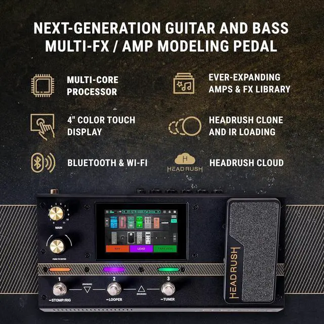 Alt view image 2 of 7 - Flex Prime - Guitar and Bass Multi Effects Pedal and Amp Modeling Processor with Touchscreen, Looper, Wi-Fi, Bluetooth, IR Loader, USB, Lessons