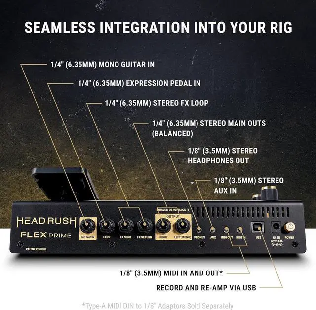 Alt view image 5 of 7 - Flex Prime - Guitar and Bass Multi Effects Pedal and Amp Modeling Processor with Touchscreen, Looper, Wi-Fi, Bluetooth, IR Loader, USB, Lessons