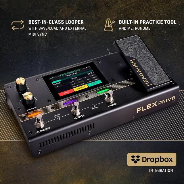 Alt view image 6 of 7 - Flex Prime - Guitar and Bass Multi Effects Pedal and Amp Modeling Processor with Touchscreen, Looper, Wi-Fi, Bluetooth, IR Loader, USB, Lessons