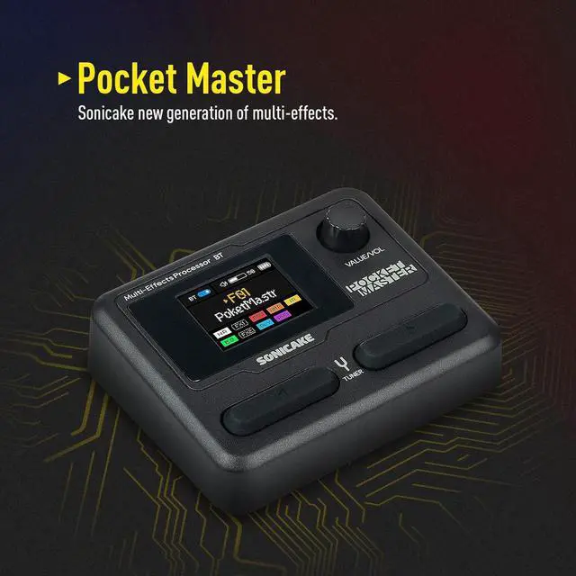 Alt view image 2 of 7 - Pocket Master-Multi Effects Guitar Pedal with 9 Effects Modules 100 Drum Rhythms and Looper 100 Presets 20 Amp/Cab Electric Guitar Effects Processor OTG USB Audio Interface BT (Grey)