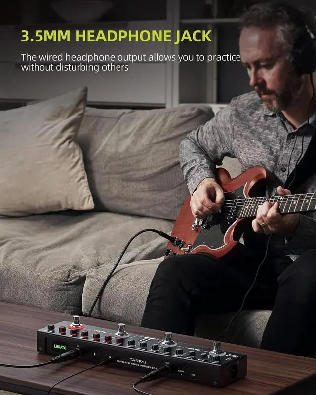 Alt view image 7 of 7 - Multi Effects Guitar Pedal, Guitar Effects Pedal with 36 Presets, Editable 4 Modules, Amp, Chorus, Delay, Reverb, IR CAB, Tuner, BT Connection, Music Recording