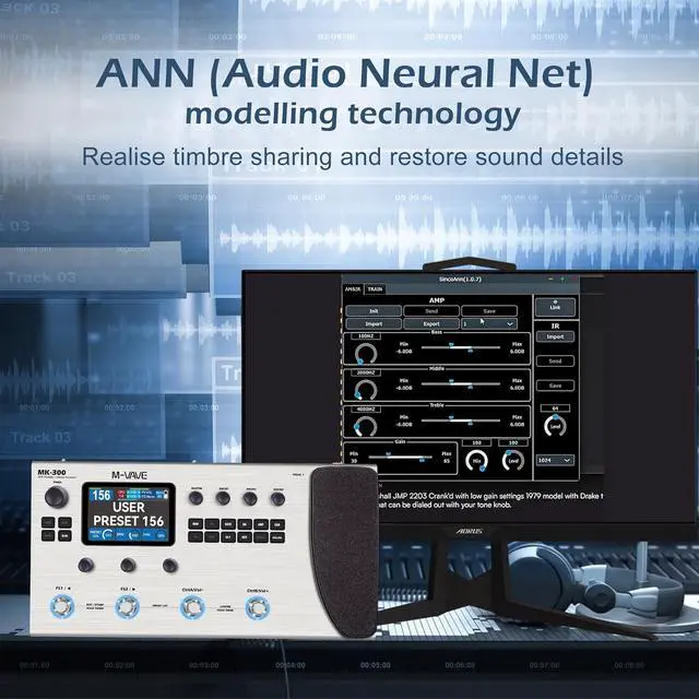 Alt view image 4 of 7 - MK-300 Guitar Bass AMP Modeler & Effects Processor with 320+ Effects, 160 Presets, Looper, Drum Machine, USB/BT 10H Battery for Live/Recording