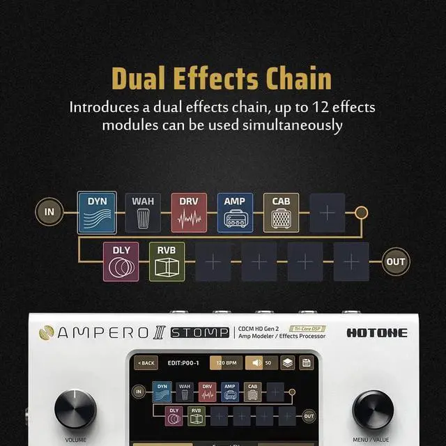 Alt view image 4 of 7 - Guitar Multi Effects Processor Multi Effects Pedal Touch Screen Guitar Bass Amp Modeling IR Cabinets Simulation Multi FX Processor (Include 10 PCS Additional Footswitch Toppers)