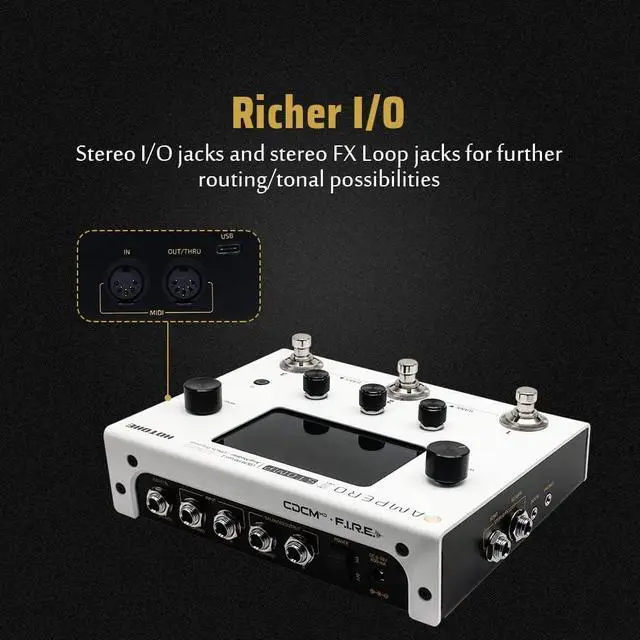 Alt view image 6 of 7 - Guitar Multi Effects Processor Multi Effects Pedal Touch Screen Guitar Bass Amp Modeling IR Cabinets Simulation Multi FX Processor (Include 10 PCS Additional Footswitch Toppers)