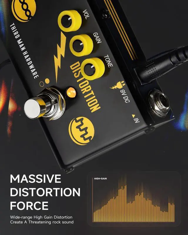 Alt view image 3 of 7 - X Third Man Hardware Multi-Effect Pedal, Triple Threat 3-in-1 Analog Guitar Pedal Distortion Phaser Echo Pedal with Adapter for Electric Guitar