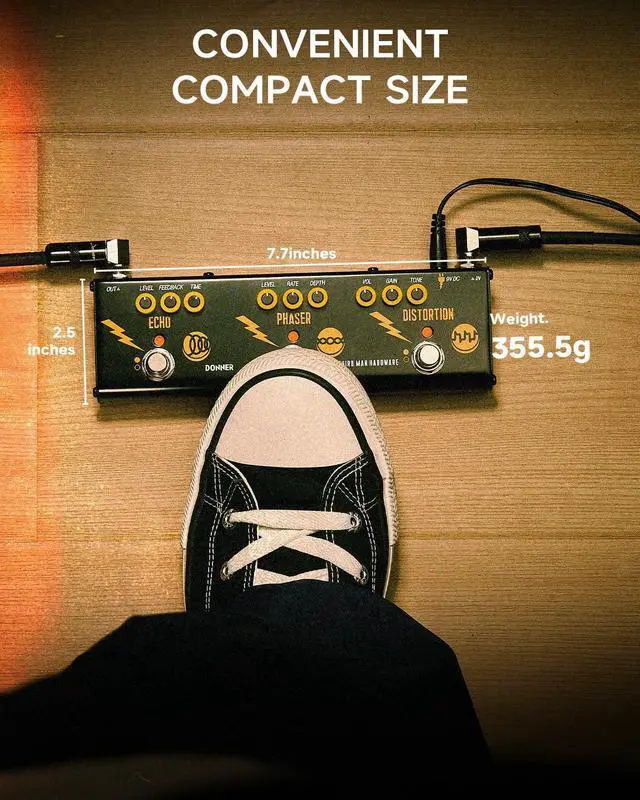 Alt view image 6 of 7 - X Third Man Hardware Multi-Effect Pedal, Triple Threat 3-in-1 Analog Guitar Pedal Distortion Phaser Echo Pedal with Adapter for Electric Guitar