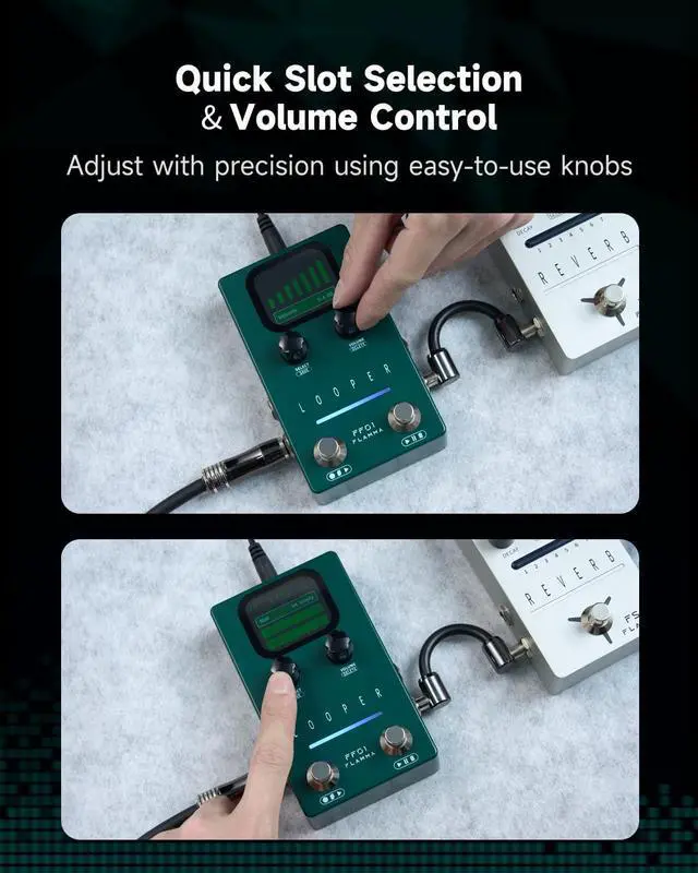Alt view image 6 of 7 - Looper Guitar Pedal, FF01 Looper Pedal with 40 Slots 160 Mins Looping Time, Stereo Guitar Loop Pedals with Screen for Electric Guitar/Bass, Fade Out, USB Data Management