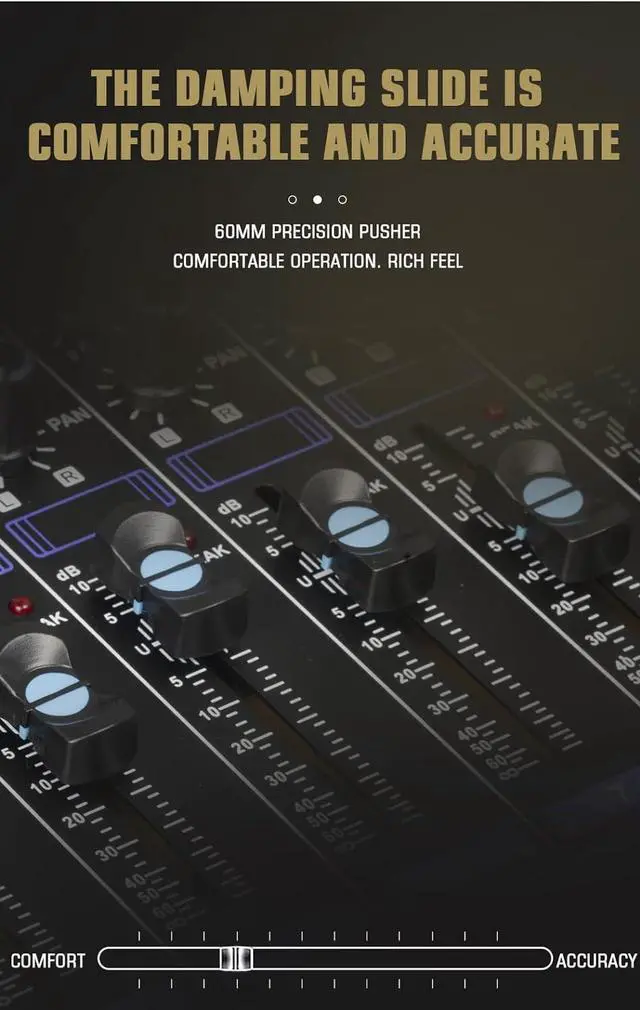 Alt view image 6 of 7 - MX-60 Professional Mixer (6-Channel) for Recording DJ Stage Karaoke/W Graphic Equalizer and DSP Effector w/USB Drive for Recording Input, XLR Microphone Jack, 48V Power, RCA Output