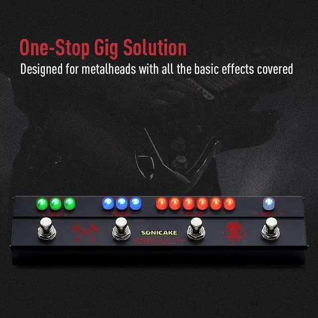 Alt view image 2 of 7 - Guitar Multi Effect Pedal Heavy Metal HiGain Distortion Boost Chorus Delay Guitar Pedal Black Hammer With Adapter