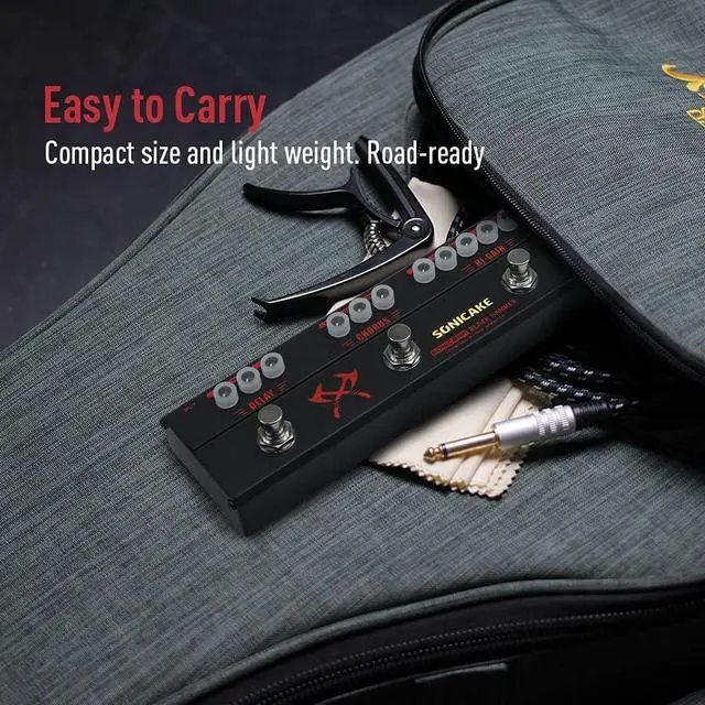 Alt view image 6 of 7 - Guitar Multi Effect Pedal Heavy Metal HiGain Distortion Boost Chorus Delay Guitar Pedal Black Hammer With Adapter