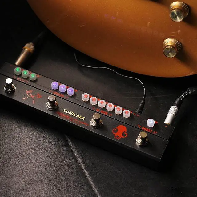 Alt view image 7 of 7 - Guitar Multi Effect Pedal Heavy Metal HiGain Distortion Boost Chorus Delay Guitar Pedal Black Hammer With Adapter