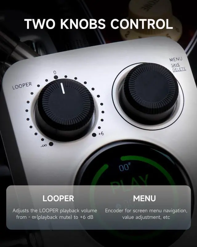 Alt view image 7 of 7 - GL100 Looper Pedal Drum Machine, 2 in 1 Drum Looper Guitar Pedal 1.3-inch Touchsreen with 300 Min in Total 100 Slots 220 Drum Grooves Auto-record Time Stretch Function Dedicated Editor Software