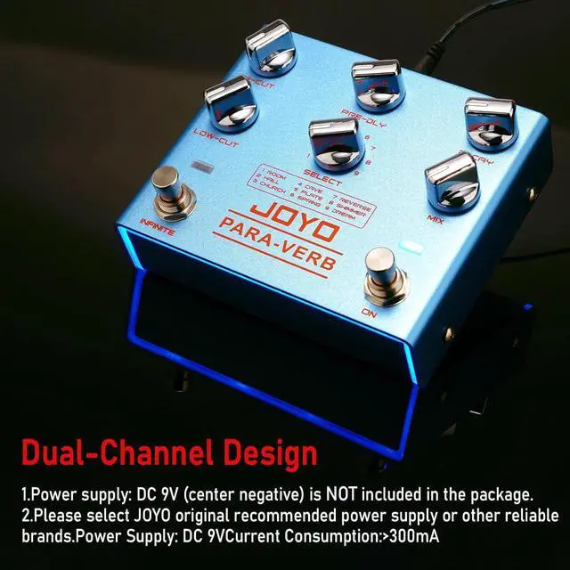 Alt view image 6 of 6 - Reverb Pedal Digital Stereo Guitar Pedal with 9 Reverb Effects Infinite & Trail Functions for Electric Guitar - True Bypass (PARA-VERB R-31)